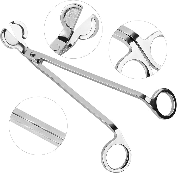 3 in 1 Candle Accessory Set Included Stainless Steel Candle Wick Trimmer,Candle Snuffer,Candle Wick Dipper, Candle Cutter Tool Kit, Silver - 3 Pcs Set