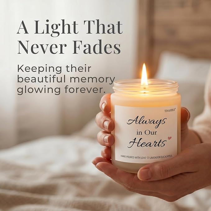 Sympathy Gift for Loss of Loved One - Always in Our Hearts Memorial Candle, Lavender Scented Soy Wax, Bereavement Gifts for Grief Support, 40 Hour Burn Time, Condolence Gift (H102)