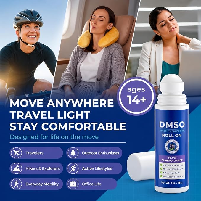 Dmso Roll-On Gel: Dsmo Lotion for Joint & Muscle Relief with Arnica, Magnesium Chloride, MSM, Menthol & Frankincense - Lavender Scented 3 oz / 2 Packs