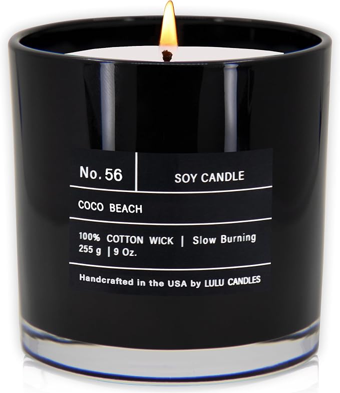 Lulu Candles | Coco Beach | Smells Like a Vacation | Luxury Scented Soy Jar Candle | Hand Poured in The USA | Highly Scented & Long Lasting (9 Oz.)