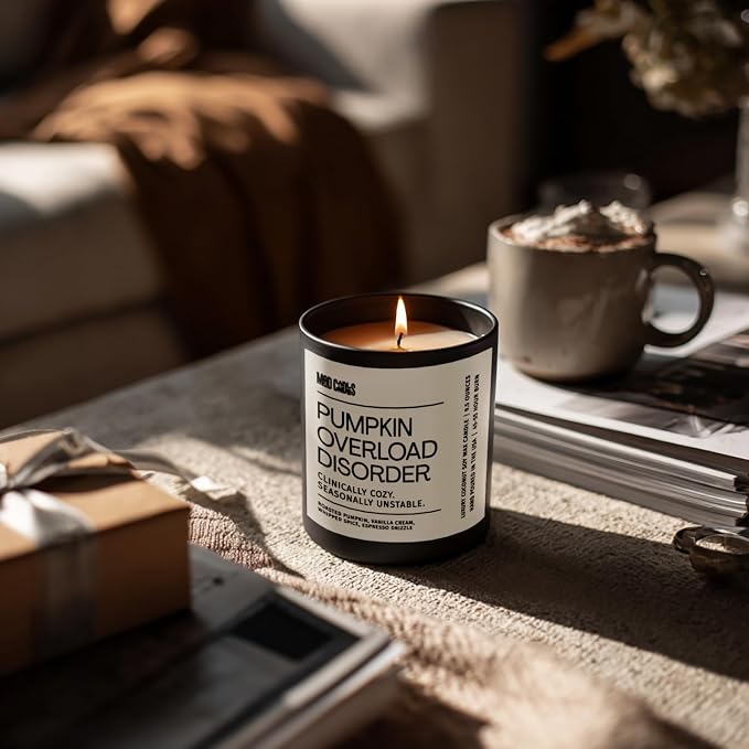 – Pumpkin Overload Disorder | Luxury Fall Scented Candle for Home Décor | 9.5oz Coconut Soy Wax | Non Toxic Long Burn Candle Jar | Pumpkin Spice Candle for Autumn Vibes