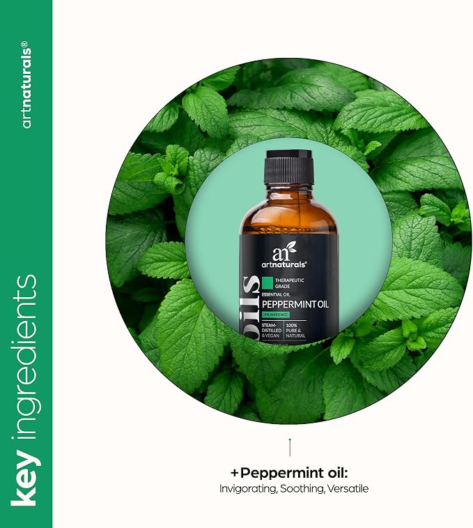 artnaturals Peppermint Essential Oil (4.0 Fl Oz / 118ml) - 100% Pure Undiluted Premium Therapeutic Grade Mentha Peperita - Fresh Mint for Hair Growth and Skin - Aromatherapy Oil for Diffuser