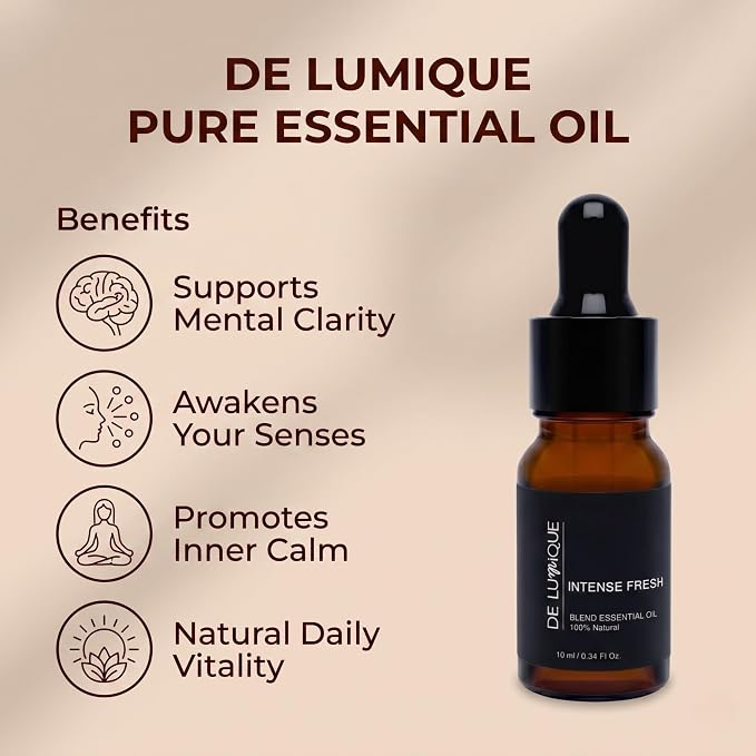 Intense Fresh Scent DE LUmiQUE Calming Essential Oil Blend, 100% Natural Aromatherapy Grade, 10ml / 0.34 Fl Oz