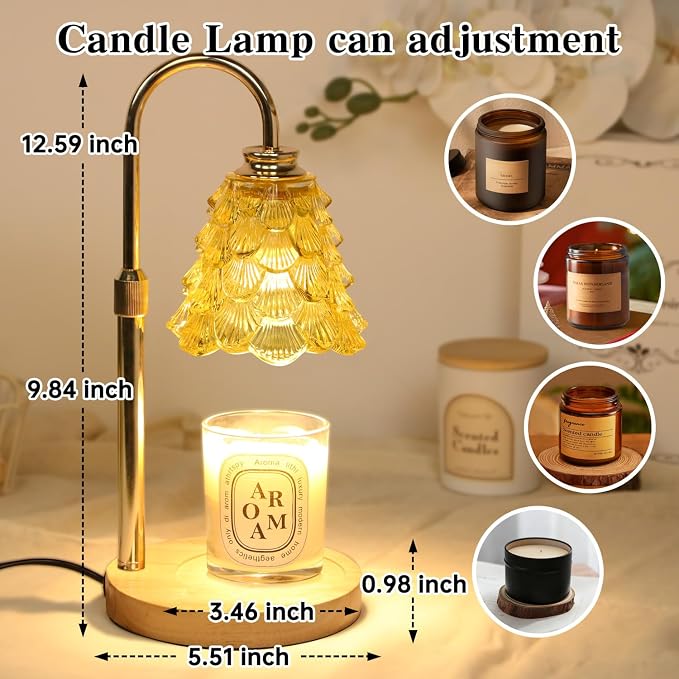 GEEZO Fragrance Candle Warmer Lamp，Electric Candle Warmer with Timer & Dimmer，Mom Christmas Birthday Gifts for Women, House Warming Gifts New Home Bedroom Decor