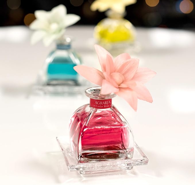 AGRARIA PetiteEssence Flower and Reed Diffuser Set, Hand Crafted Sola Flower Botanical Home Fragrance Gift Set