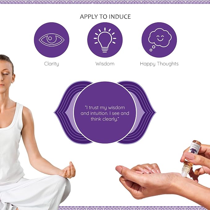 Third Eye Chakra Essential Oil Roll-On Blend by Aromafume | 10ml/0.33 fl oz | Ajna | Aromatherapy Oils for Chakra Balance | Rose & Juniper Extracts | Amethyst Incense for Meditation, Yoga, Reiki