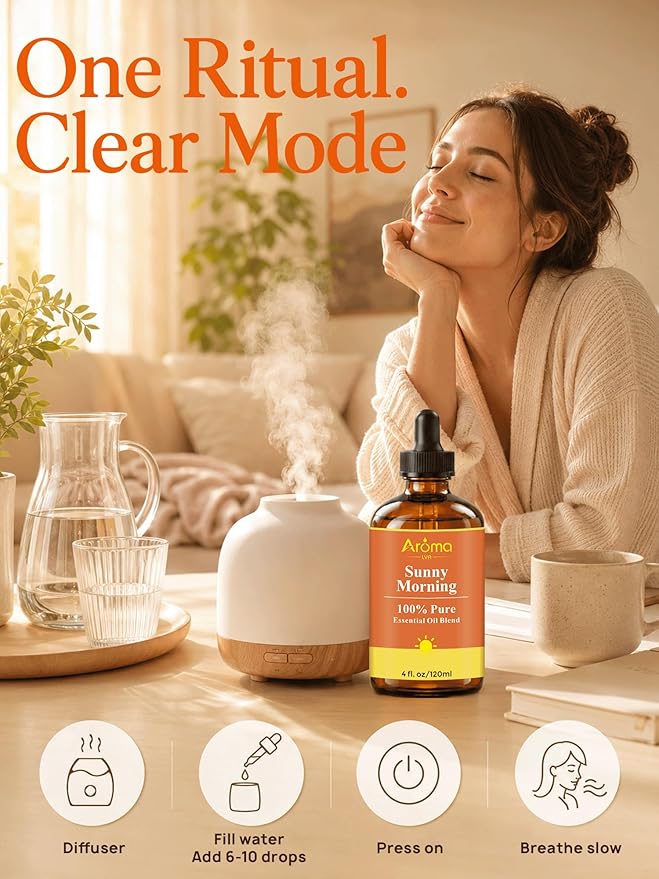 Sunny Morning — A 100% Pure Essential Oil Blend Citrus-Bright Blend that Makes Your Space Feel Like You Just Opened the Curtains, Essential Oils for Diffusers for Home