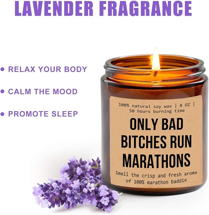 Only Bad Bitches Run Marathons Candle - Gift for Marathon Runner - Marathon Gift Candle - Marathon Girl Gift - Gift for Him Her