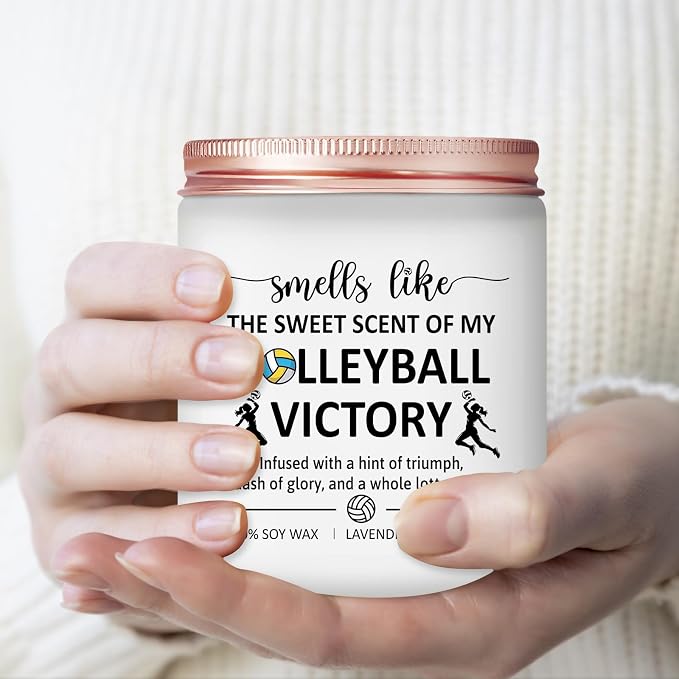 Volleyball Gifts for Teen Girls, Women - Volleyball Gifts for Players, Team, Coach, Mom - Volley Ball Senior Night Themed Presents, Accessories and Stuff - Lavender Scented Candle