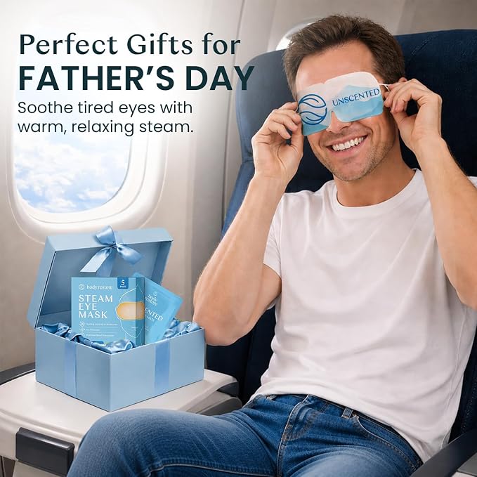 Body Restore Heated Eye Mask for Dry Eyes 5 Pack – Fathers Day Gift for Dad, Self Heating Warm Compress, Birthday Gifts for Women and Men, Relaxation – Unscented