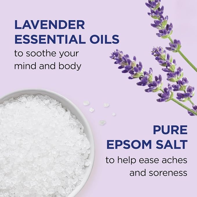Dr Teal's Holiday Limited Edition Bath Gift Set | Epsom Salt Soak and Foaming Liquid, 14 oz Salt, 3 fl oz Bath (Lavender)