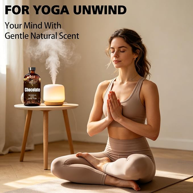 Chocolate Essential Oil, Chocolate Oil 4 Fl Oz 120ml for Diffuser Yoga Soap & Candle Making – with 0.33 Oz Roller Ball & Dropper YHSESSE Essential Oils