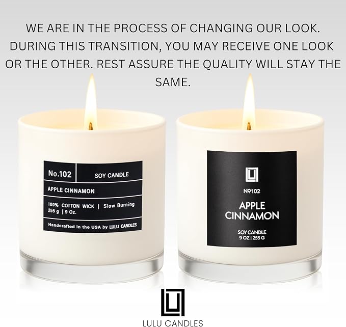 Lulu Candles | Apple Cinnamon | Luxury Scented Soy Jar Candle | Hand Poured in The USA | Highly Scented & Long Lasting (9 Oz.)