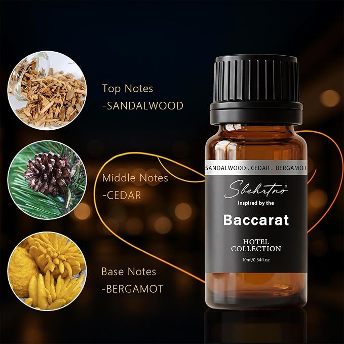 Hotel Collection Diffuser Oil – Inspired by Baccarat Hotel Scent – Sandalwood, Bergamot & Cedarwood – for Essential & Waterless Diffusers (0.34 Fl Oz (Pack of 1))