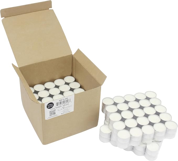 Stonebriar Unscented Long Burning White Tealight Candles, Bulk Pack, 6-7 Hour Burn Time, Smokeless Tealights for Parties, Weddings, Home, 200 Count