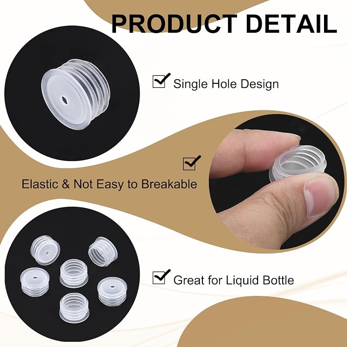 PATIKIL Bottle Adapter 0.63"/16mm Press in Plugs Clear 25Pcs, 0.12" Hole | for Oral Dispenser Liquid Oil Plastic Glass Bottles Stopper