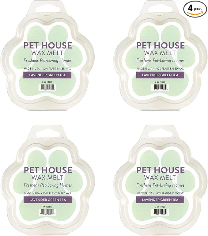 Pet House Lavender Green Tea, Scented Wax Melts - Long-Lasting Plant Based Soy Wax Melts Pet Friendly Pack of 4