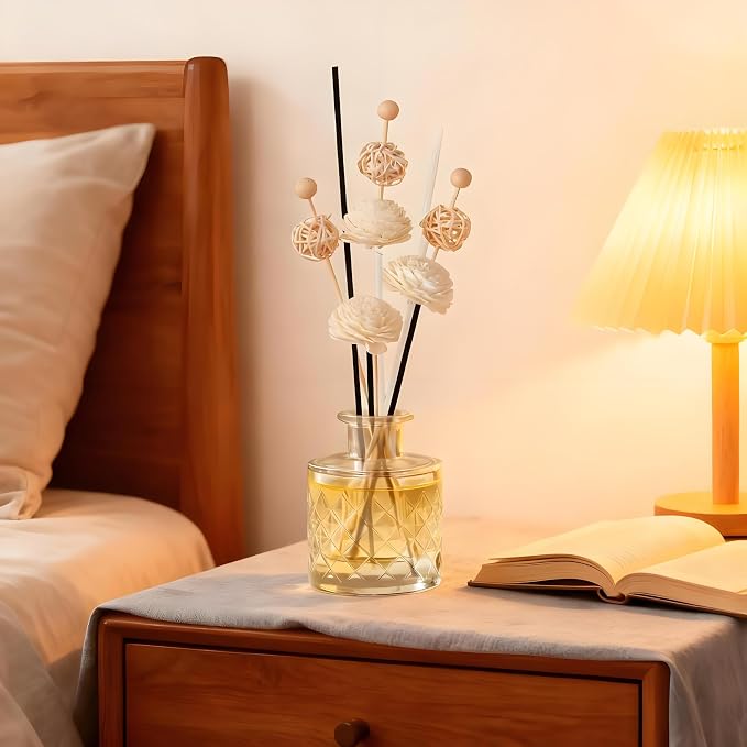50 Pcs Reed Diffuser Sticks Rattan Flower Reed Fragrance Diffuser Set Diffuser Sticks for Office Home Decor (50, Black and White, 11'')