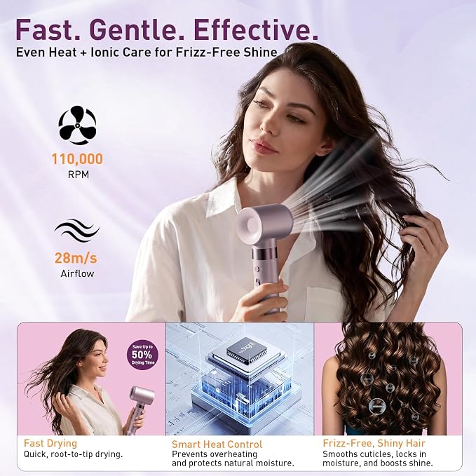 Mythsight StyleVibe Dual Voltage 8-in-1 Air Styler with Diffuser Hair Dryer, Auto Curlers (L/R), Straightener Brush, Travel Adapter & Case for Fast Drying, Frizz-Free Volume & Smooth Blowouts Styles