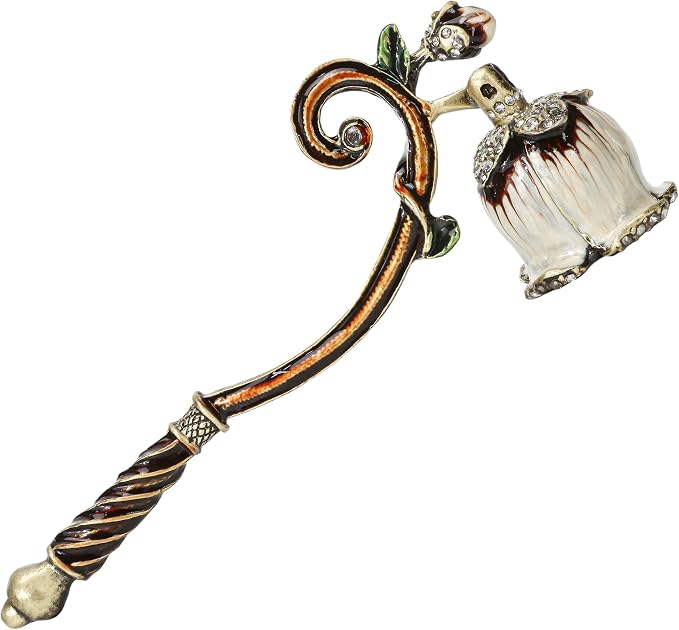 Candle Snuffer Vintage Flower Stopper – Elegant Metal Candle Extinguisher Tool with Long Handle, Decorative White Design for Safely Put Out Flame, Prevents Smoke, Spiritual Gift for Candle Lovers