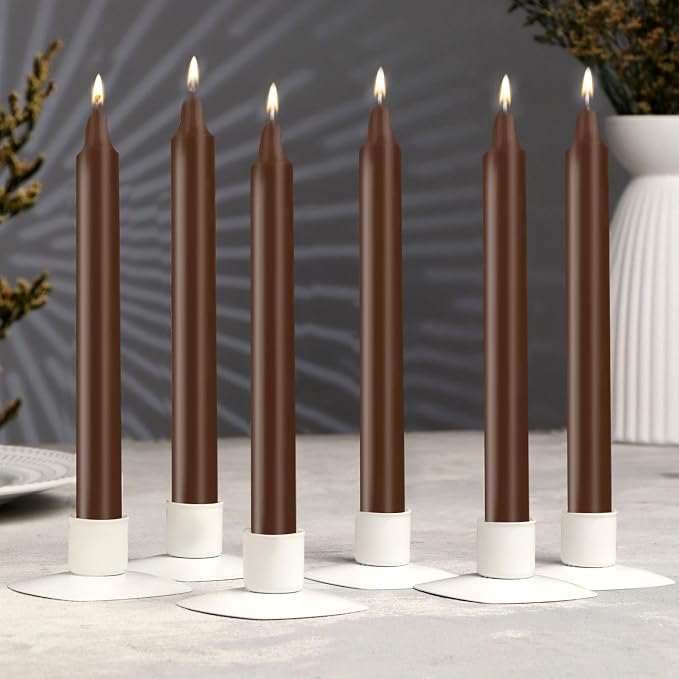24 Pack Brown Spell Chime Candles – Premium Mini Unscented Taper Candles for Rituals, Prayer, Meditation, Altar, Spells – 4" Tall – Ideal for Witches & Spiritual Practices