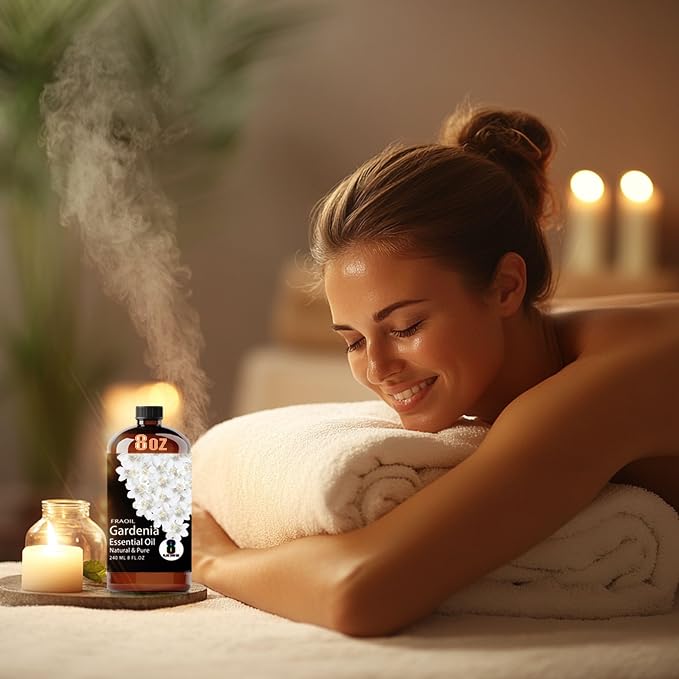Gardenia Essential Oil, Gardenia Oil 8 Fl Oz 240ML for Diffuser Humidifier Yoga Cleaning DIY Candle Soap Making Perfume Gift for Women Essential Oils FRAOIL (Gardenia 8 Fl Oz (Pack of 1))