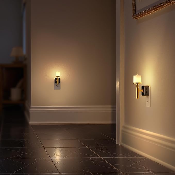 Briignite Flameless Candle Night Light, Night Lights Plug into Wall, LED Candle Night Light with Light Sensor, 0-100LM Dimmable Nightlight Plug in, 3000K Soft White Nightlight for Bathroom Hallway