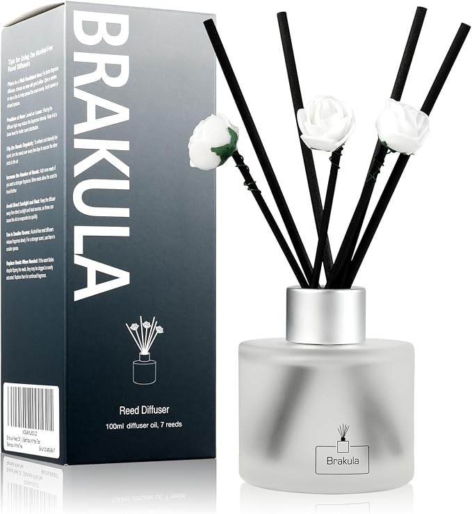 Brakula Reed Diffuser Set, Black Forest Scented， Reed diffusers for Home， Home Fragrance Diffuser with 7 Reed Sticks for Room/Bathroom Decor 3.38 fl oz(Black Forest)
