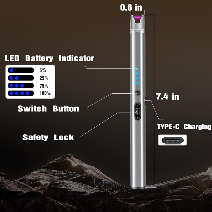 Luxgaze 3 Pack Electric Candle Lighter Rechargeable USB Lighters Flameless Windproof Plasma Arc Lighters with Safety Lock Long Lighter for Candle BBQ Camping Birthday Party