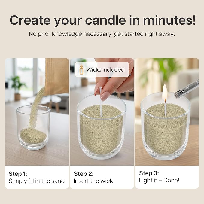 comforder Scented Candle Sand with Wicks, Pearled Candle, Wax Granules, 14oz Sand Wax Granules + 4 Wicks (Light Green, Jasmine)