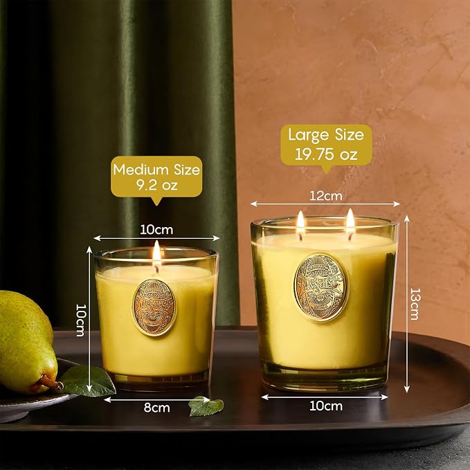 M&SENSE Large Two-Wick Soy Candle | Forest Cabin & Green | 19.8 oz, 120H Burn Time | Luxury Scented Candle for Relaxation, Gifting, Home Décor | Ideal for Bedroom, Office, Party Ambiance