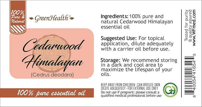 Cedarwood Himalayan Essential Oil – 8 fl oz (237 ml) Aluminum Bottle w/Plug Cap – 100% Pure Essential Oil – GreenHealth