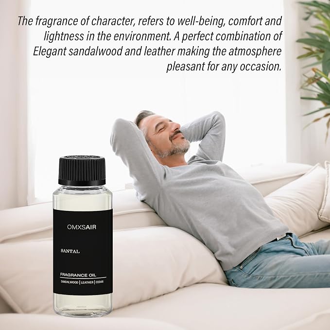 Hotel Scnet Diffuser Oil Santal 4.1 Fl (120ml) - Air Freshener Hotel&Car,Home- Luxury Essential Oils for Diffuser Refill - Longer Lasting, Stronger Scent-Suitable for waterless diffusers