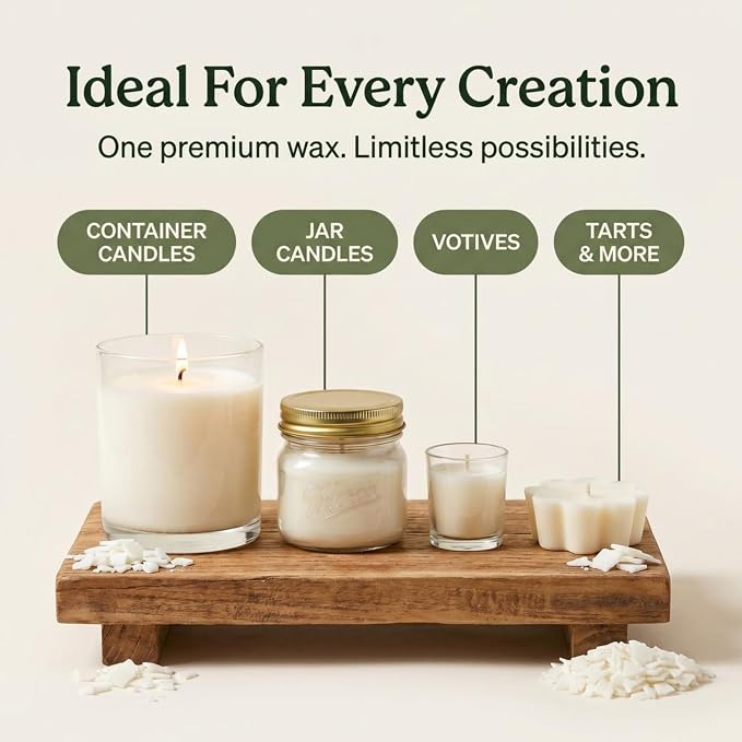 The Candlemaker's Store Natural Soy 464 Wax for Candle-Making: 10 lb Flakes, 115-120F Melt Point