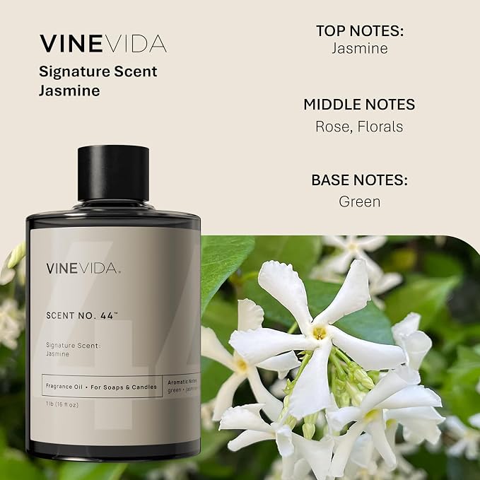 VINEVIDA Jasmine Fragrance Oil - 16oz, Natural, USA Made - Scents for Candle & Soap Making