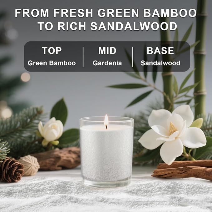 Scented Candle Sand – Sandalwood Bamboo Bloom | 17.6oz Plant Wax Granules with 20 Candle Wicks | Elegant Botanical Scent, Clean-Burn, Tranquil & Sophisticated Atmosphere