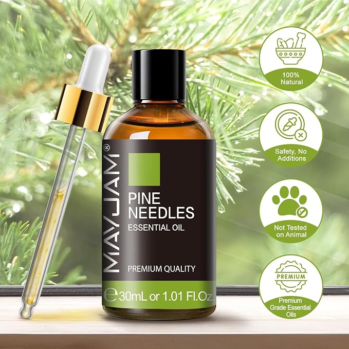 MAYJAM Pine Needles Essential Oil - 1.01 Fl.oz - Premium Grade Essential Oils for Home Diffusers Skin Care - Pine Needles Oil for Soap Candle Making Scent