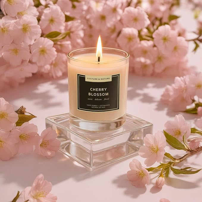 CULTURE & NATURE Natural Soy Wax Candle 7oz Cherry Blossom Scented