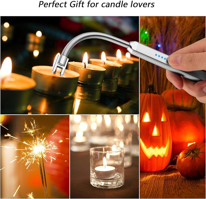 MEIRUBY Electric Candle Lighter, Valentine's Day Gifts for Women Mom Men Wife, USB Arc Rechargeable Windproof Long Lighter for Candle BBQ Birthday Housewarming Gift Idals