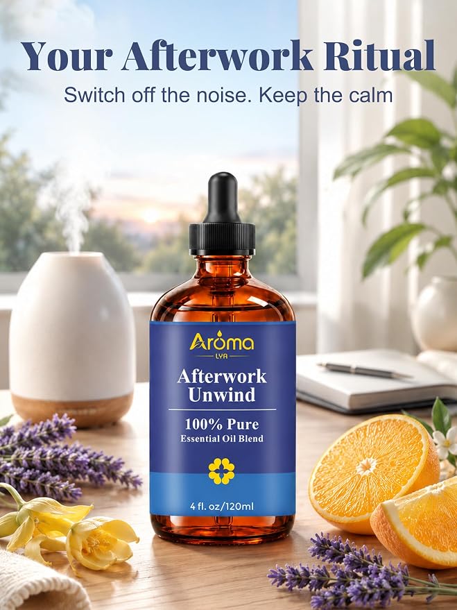 Afterwork Unwind — A 100% Pure Essential Oil Blend Bright Citrus-Floral Diffuser Blend that Helps You Switch Off The Noise of The Day, Essential Oils for Diffusers for Home
