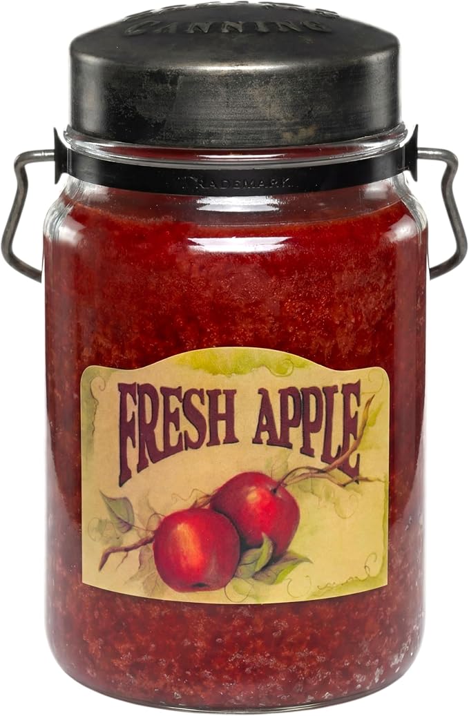 McCall’s Candles | Fresh Apple | 26 oz Scented Candle | USA-Poured | Vintage Rustic Jar with Carrying Handle | Crisp Macintosh Apple Fragrance