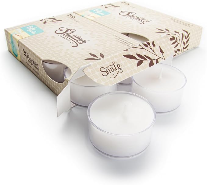 Baby Powder Premium Tealight Candles Multi Pack - Highly Scented with Essential & Natural Oils - 12 White Tea Lights - Beautiful Candlelight - Made in the USA - Fresh & Clean Collection