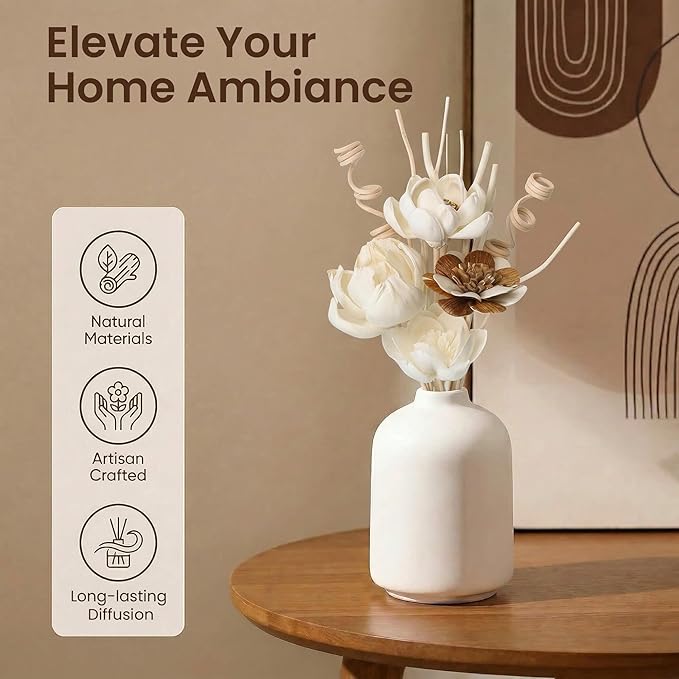 Reed Diffuser Sticks Set of 12, Natural Paper Material, Flower Diffusers for Home Bathroom and Bedroom Decor