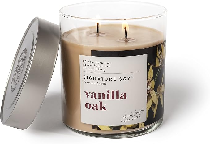 Signature Soy Lidded Vanilla Oak Scented Candle Large Jar