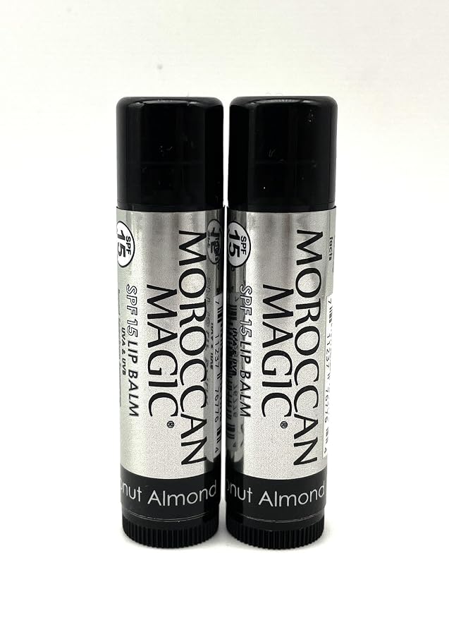 Moroccan Magic Coconut Almond SPF 15 Lip Balm | Argan Oil & Essential Oils | Family Owned | Cruelty Free | 2 Pack