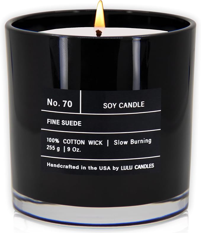 Lulu Candles | Fine Suede | Luxury Scented Soy Jar Candle | Hand Poured in The USA | Highly Scented & Long Lasting (9 Oz.)