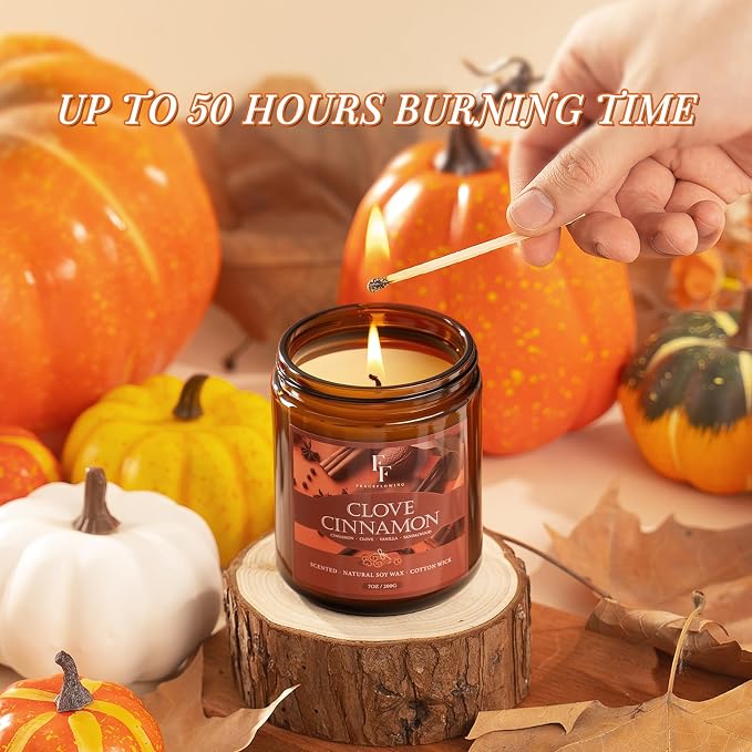 Fall Candles Set, 8 Pack Candles for Home Scented Natural Soy Wax, Autumn Gifts Set for Women Men, Fall Fragrance of Pumpkin/Cinnamon/Vanilla Cupcake/Apple