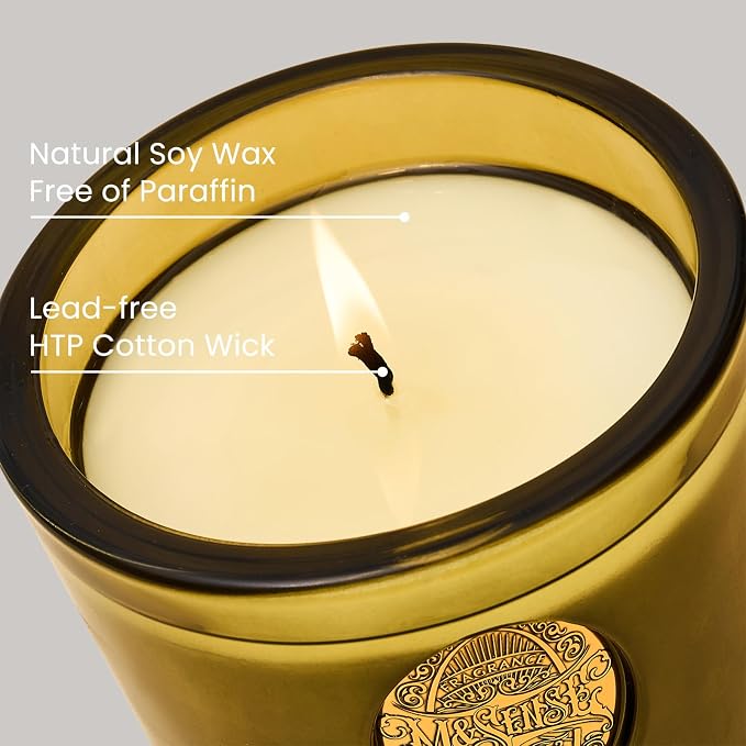 M&SENSE Natural Strong Soy Candle | Sandalwood Jasmine & Green | 9.2 oz, 50H Burn Time | Luxury Candle for Relaxation, Gifting, Home Décor | Candles for Mothers Day Gifts