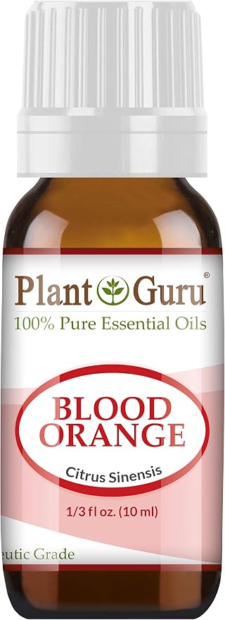 Blood Orange Essential Oil 10 ml. 100% Pure Undiluted Therapeutic Grade Citrus Sinensis, Cold Pressed from Fresh Peels, for Aromatherapy Diffuser, Relaxation and Calming, Natural Cleaner.