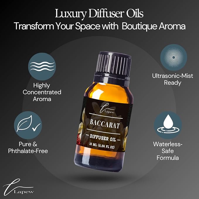 Lapew Baccarat Waterless Diffuser Oil | Fragrance Oil for Nebulizer & Cold Air Diffusers | Scented Home Oil | 1.0 fl oz